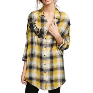 Anthropologie Maeve Plaid Flannel Button Down Top